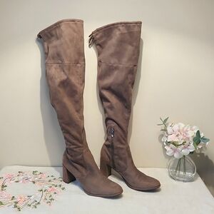 Marc Fisher Over The Knee Suede Brown Heeled Boots Size 8M